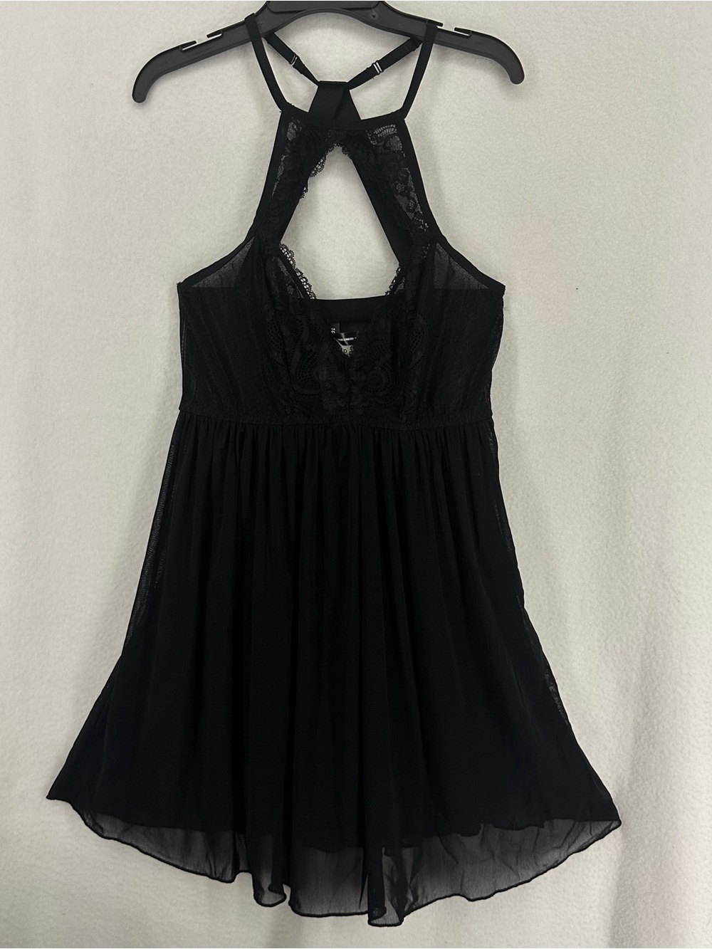 Torrid Curve Lace Chiffon‎ Babydoll Halter Dress Women’s M/L Black NWT